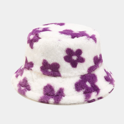 Floral Plattern Plush Winter Bucket Hats
