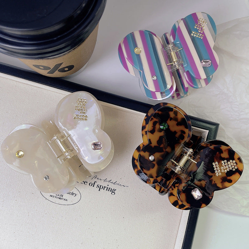 2+Rhinestone Sweet Butterfly Mulricolor Hair Claws