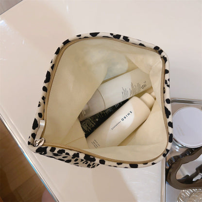 Vintage Leopard Print Canvas Makeup Bag