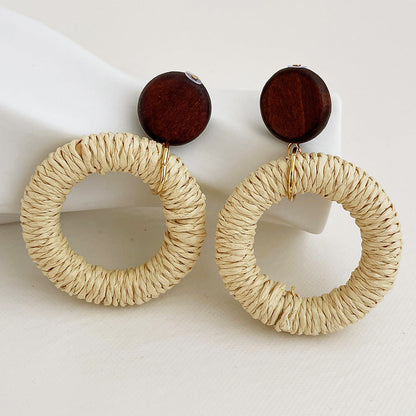 Vintage Elegant Wooden Rattan Earrings