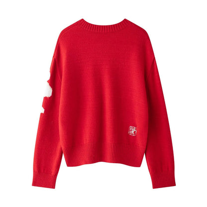 Trendy Color Block Jacquard Embroidered Knit Sweater