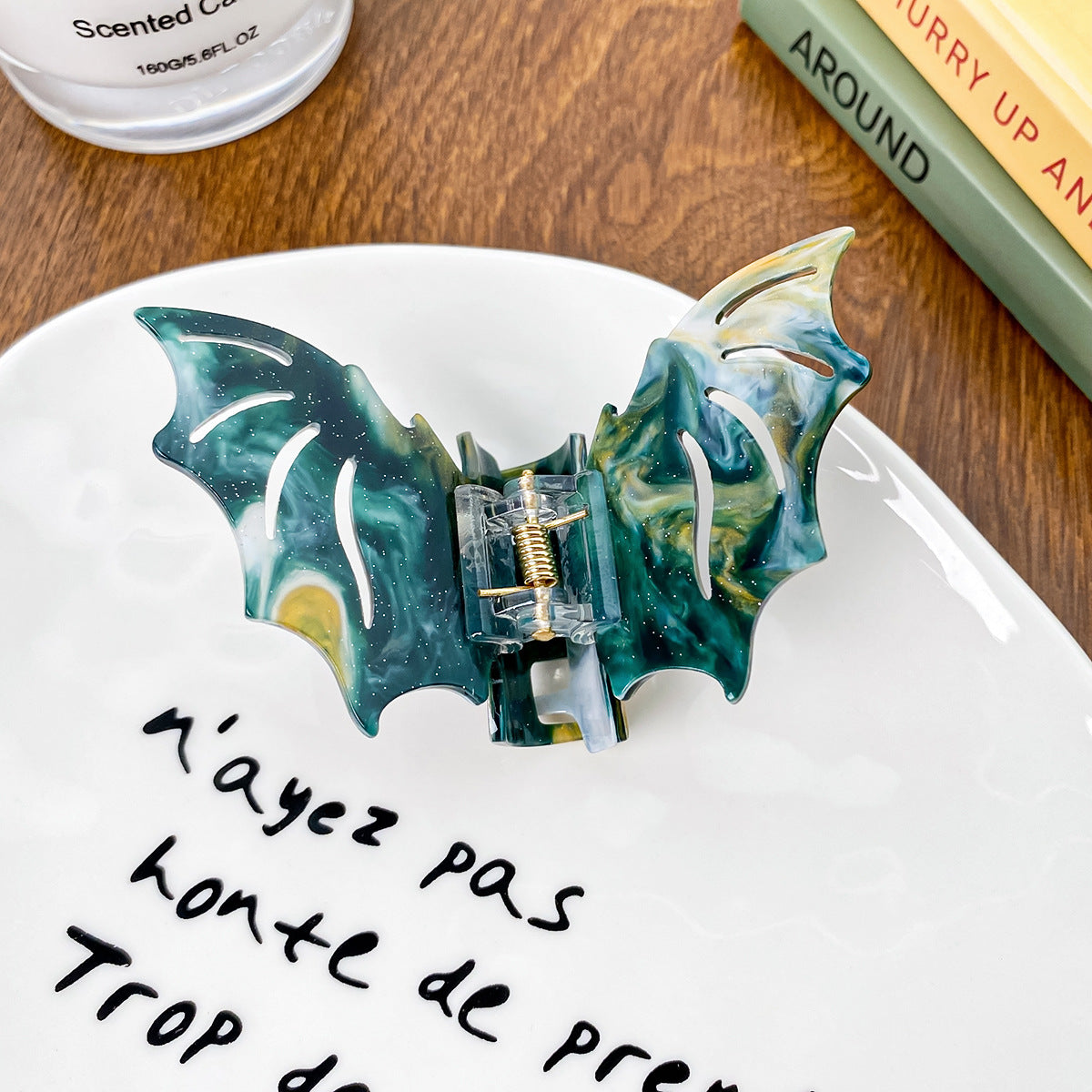 Gothic Halloween Bat Colorful Hair Claw