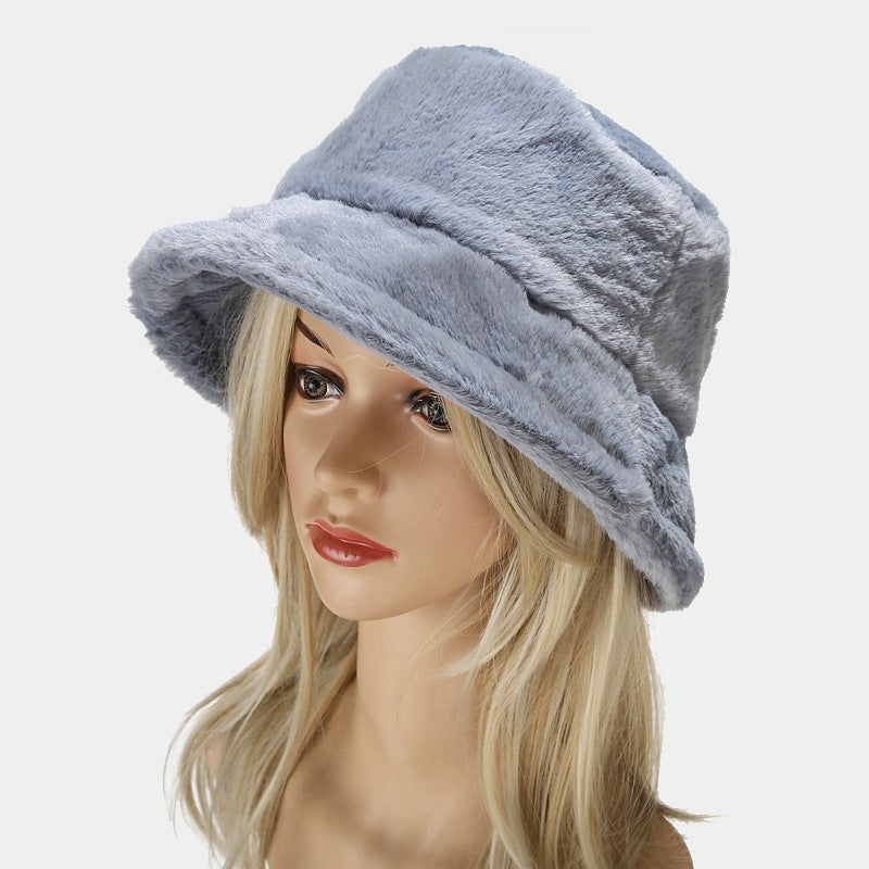 Simple Solid Color Thicken Winter Bucket Hat