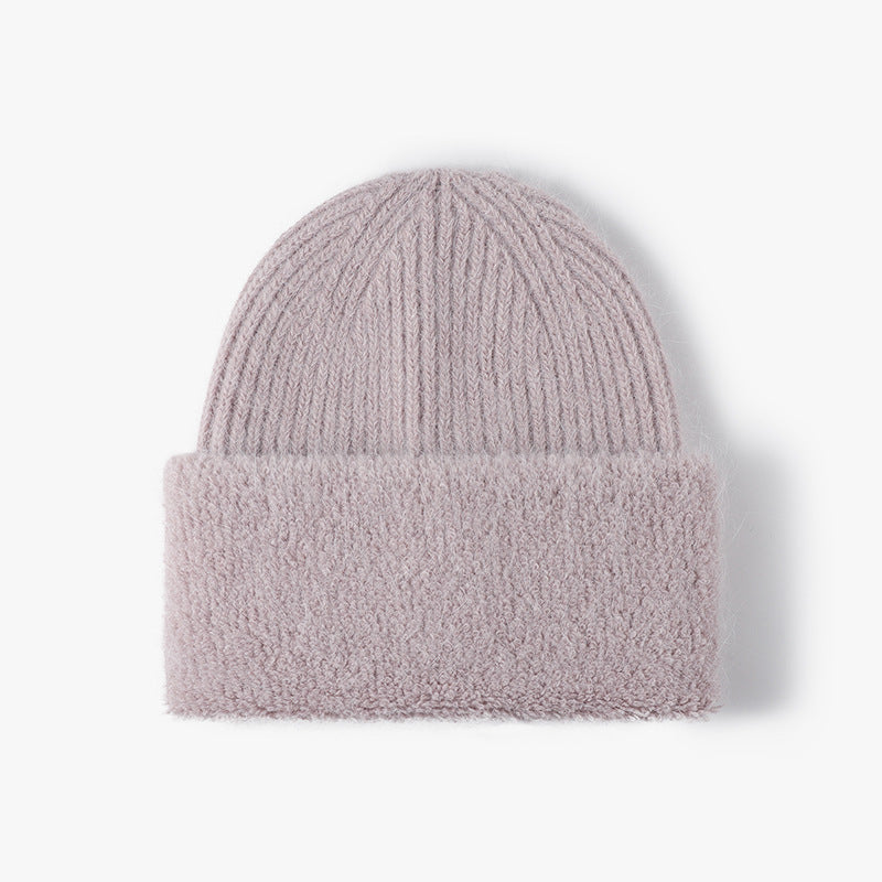 Solid Color Knit Hat High Flap Beanie