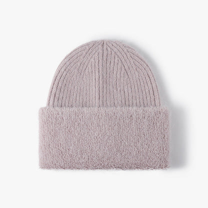 Solid Color Knit Hat High Flap Beanie
