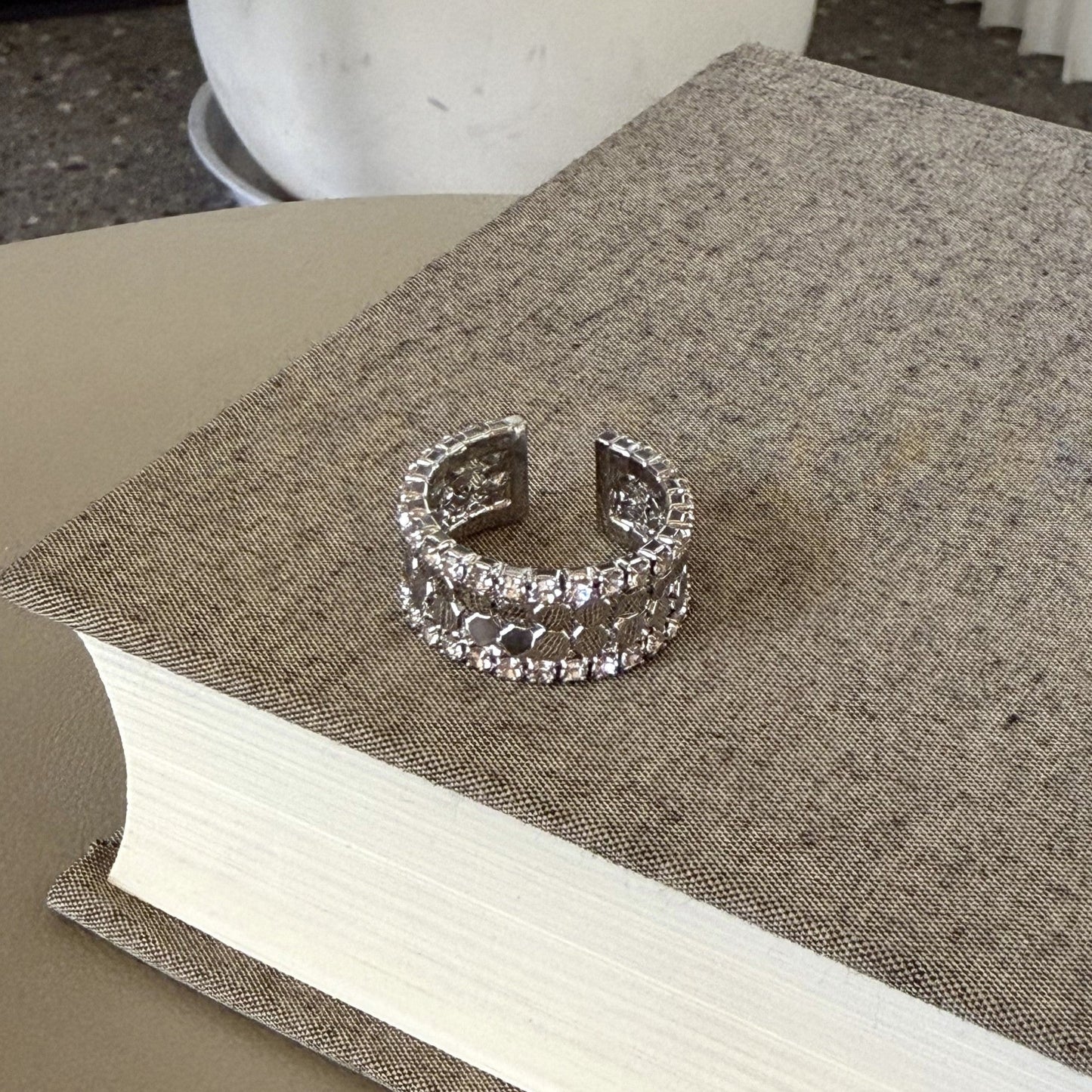 Trendy Rhinestone Wide Open Bangle Bracelet