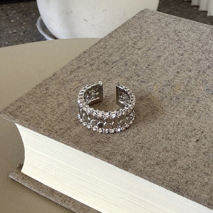 Trendy Rhinestone Wide Open Bangle Bracelet