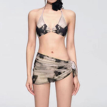 Butterfly Print Halter Bikini Sexy Swimwear