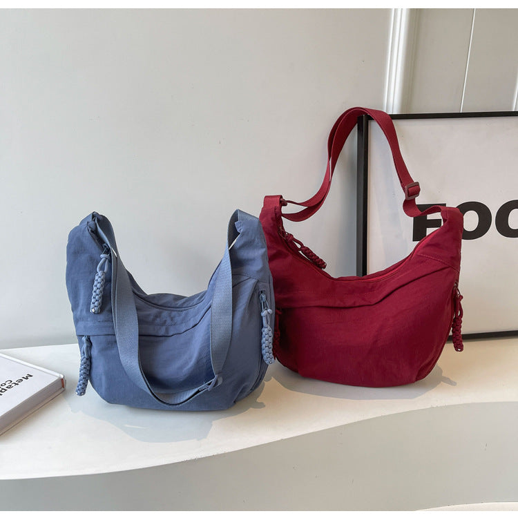 Solid Color Nylon Large Capacity Shoulder Bag