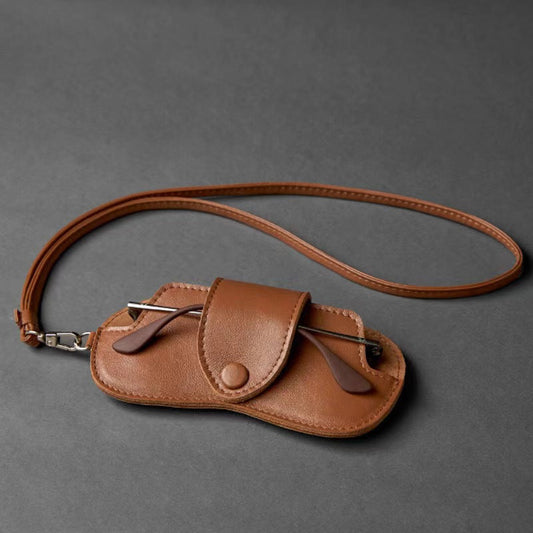 Classic Leather Neck Hanging Glasses Case