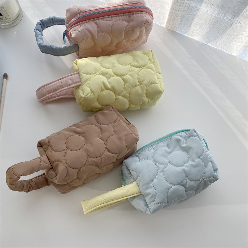 Flower Color Block Simple Make Up Bag