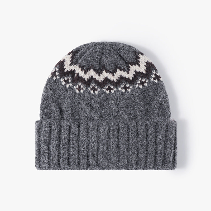 Contrast Color Twist Knit Beanie