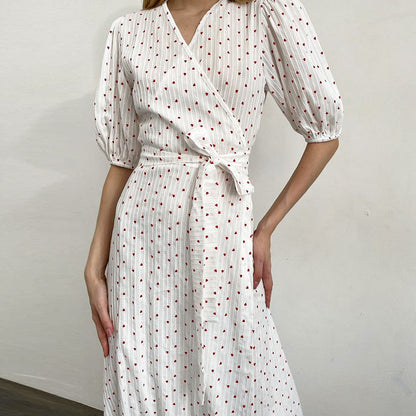 Bubble Sleeve Waist Tie Homewear Dress