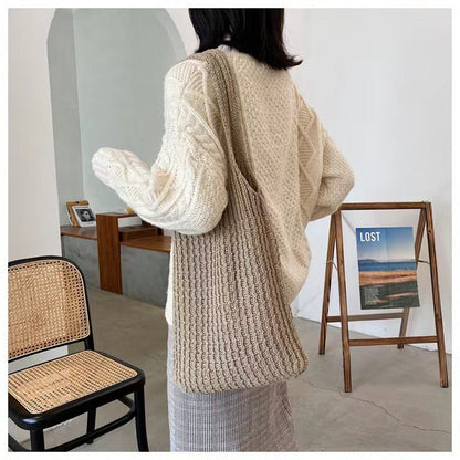 Simple Vintage Shoulder Bag Knit Tote Bag