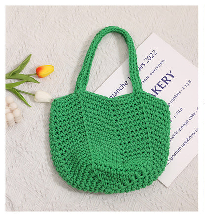 Solid Color Simple Woven Knit Handbag