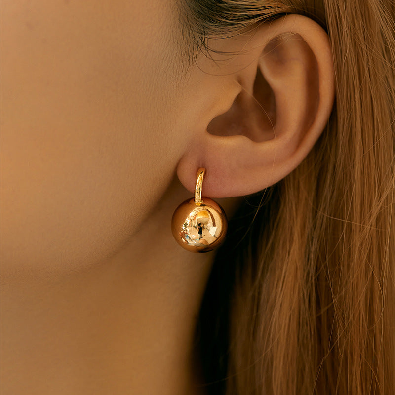 Simple Gold Ball Elegant Earrings