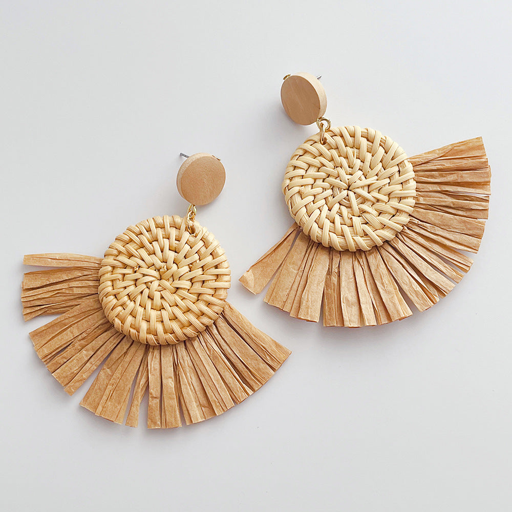 Elegant Simple Elegant Rattan Hoop Earrings