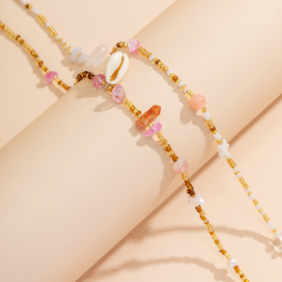 Boho Layered Shell Stone Bead Body Chain