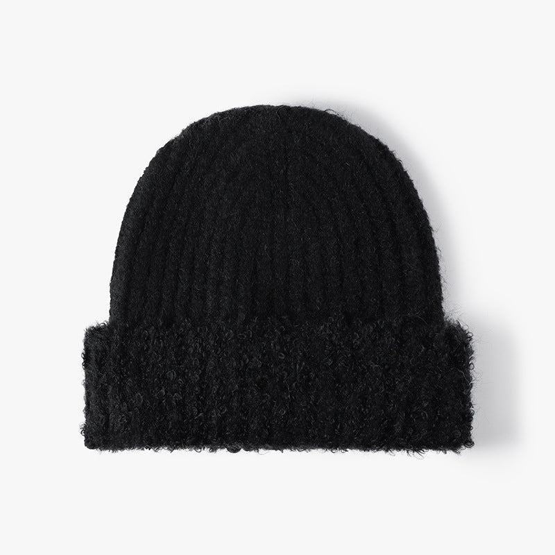 Spliced Color Knit Hat Paded Beanie