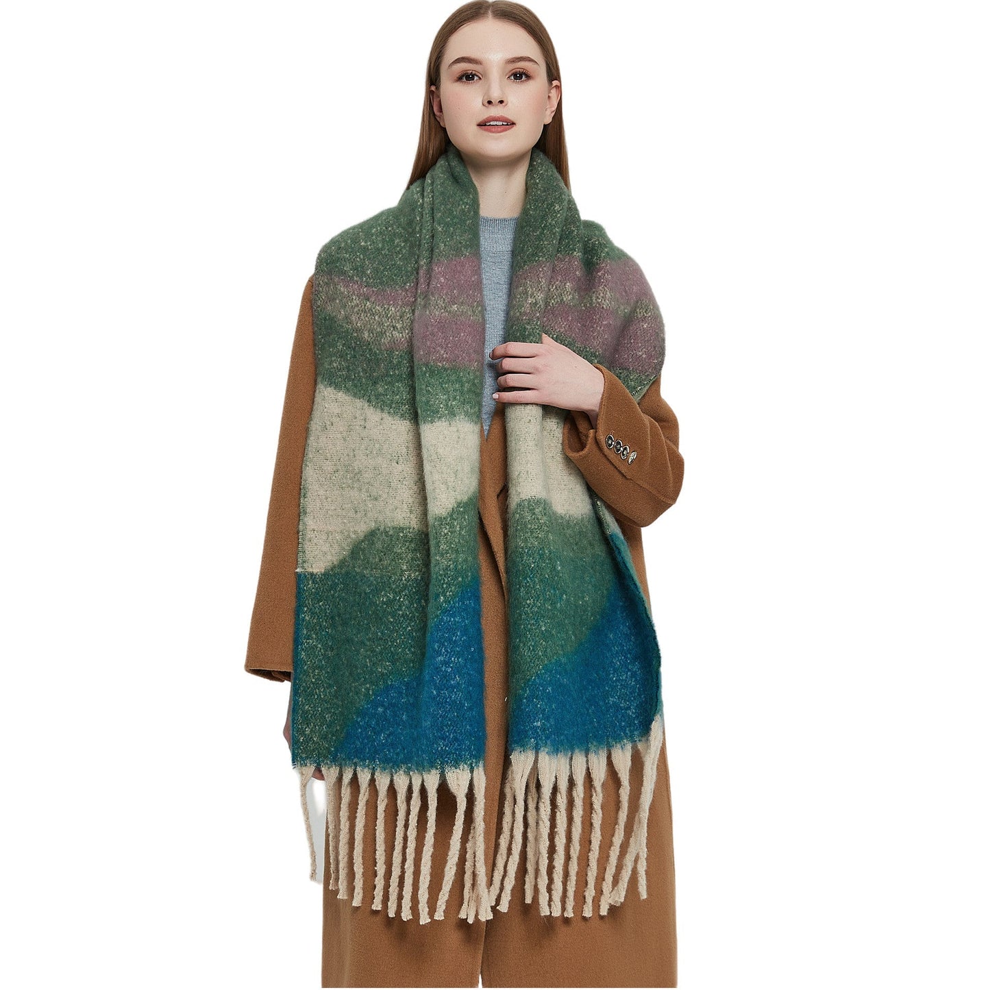 Comtrast Color Tassel Mohair Scarves