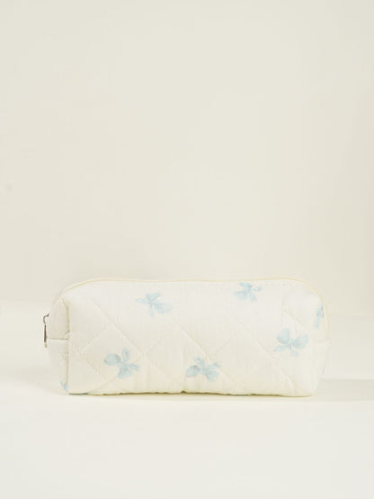 Butterfly Floral Print Puffer Make Up Bag