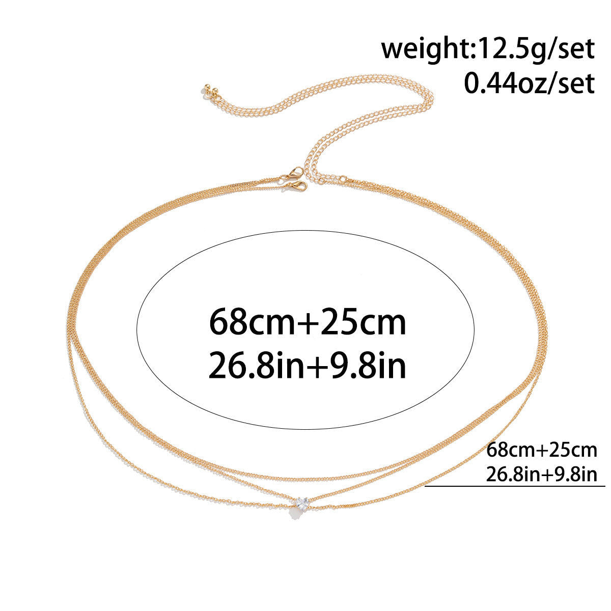 Simple Rhinestone Heart Waist Chain