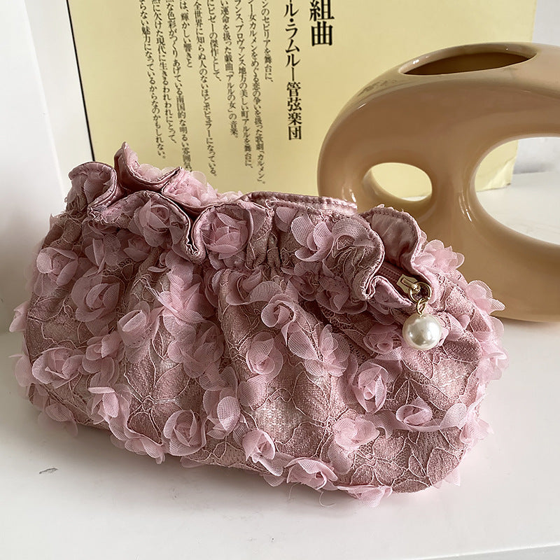 Flower Lace Pearl Cosmetic Bag
