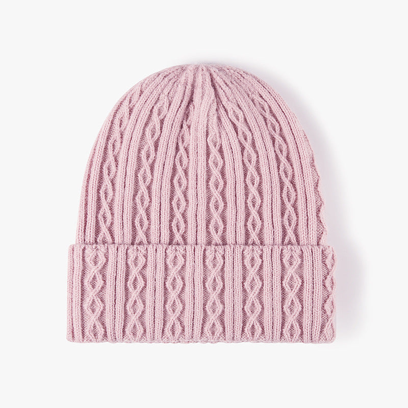 Solid Color Twist Snug Knit Beanie