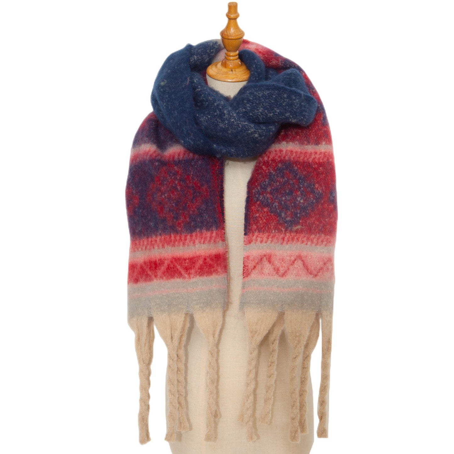 Contrast Color Tassel Mohair Scarves