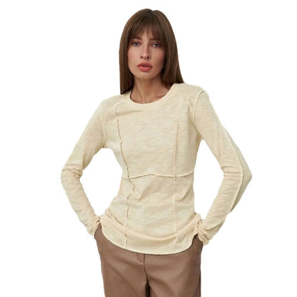 Patchwork Round Neck Simple Tops