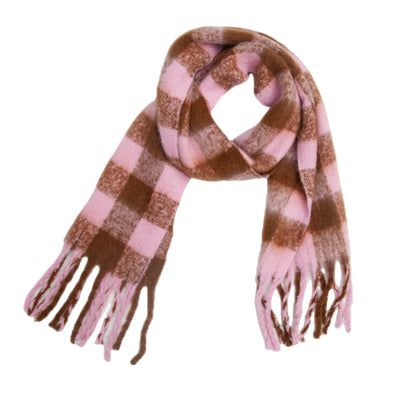 Plaid Contrast Color Tassel Scarves