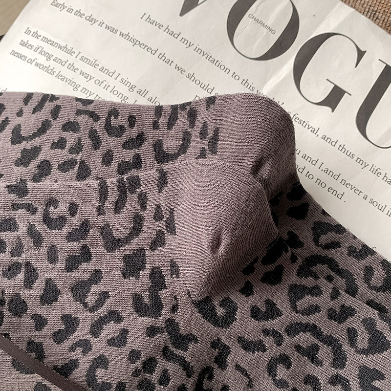 Leopard Bow Color Block Sweet Socks