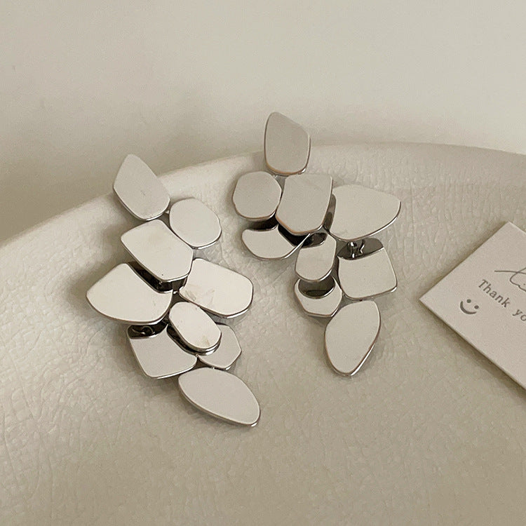 Exaggerated Geometric Drop Stud Earrings