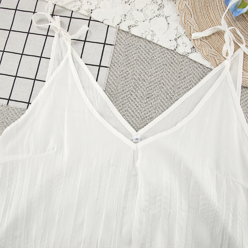 V-Neck Casual String Shoulder Sleepwear Dress