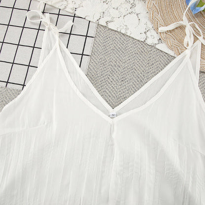 V-Neck Casual String Shoulder Sleepwear Dress