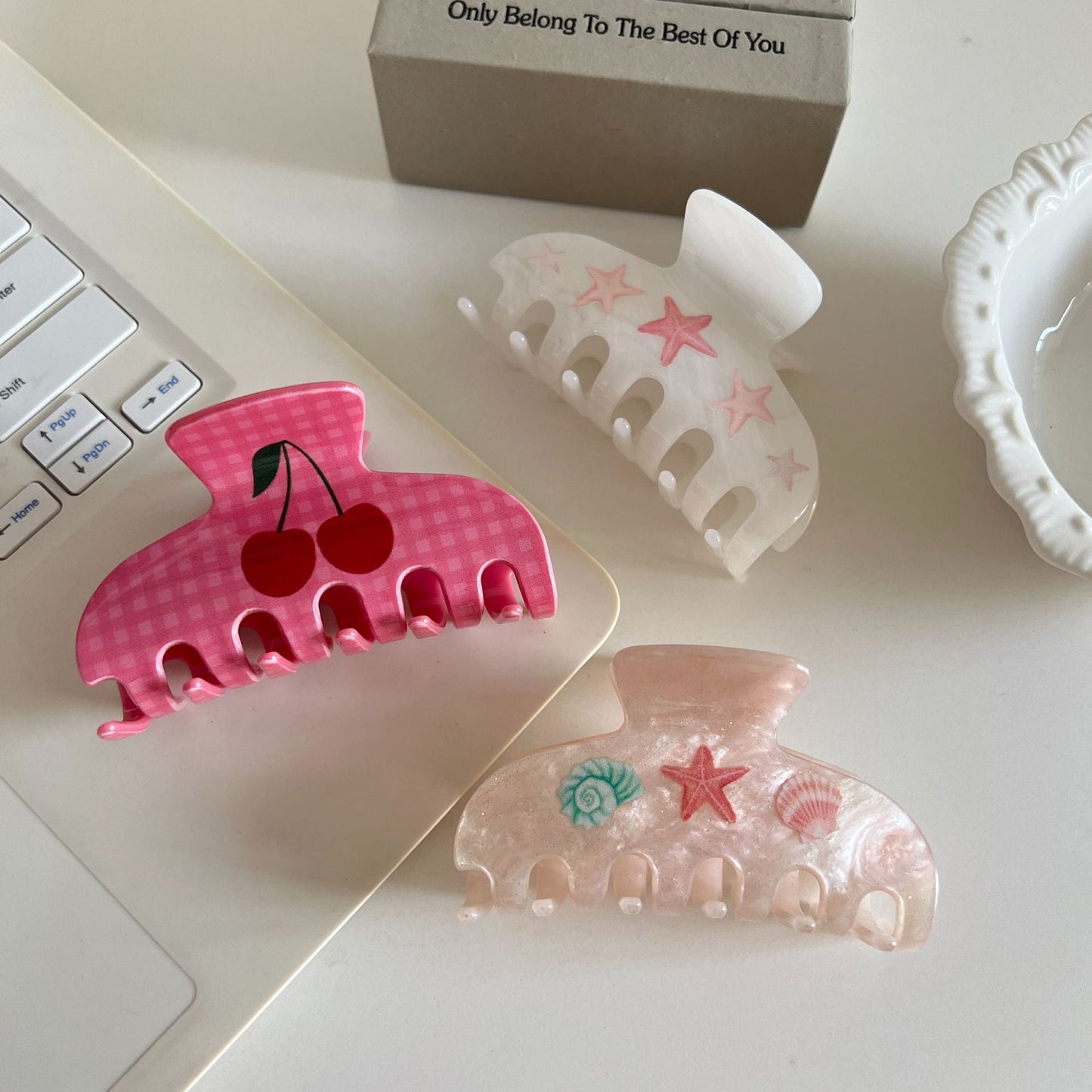 Cute Acrylic Cherry Starfish Hair Claw Clips