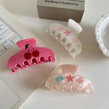 Cute Acrylic Cherry Starfish Hair Claw Clips