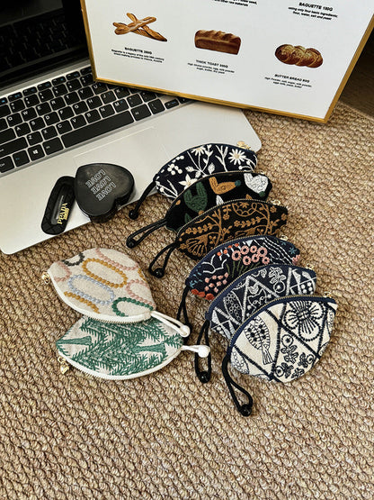 Minimalist Embroidered Mini Coin Purse Wallets