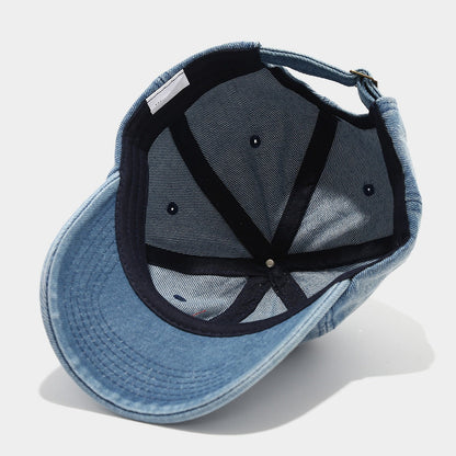 Denim Cherry Embroidered Casual Baseball Cap