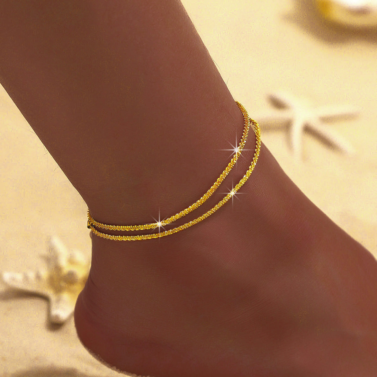 Simple Glitter Double Anklet