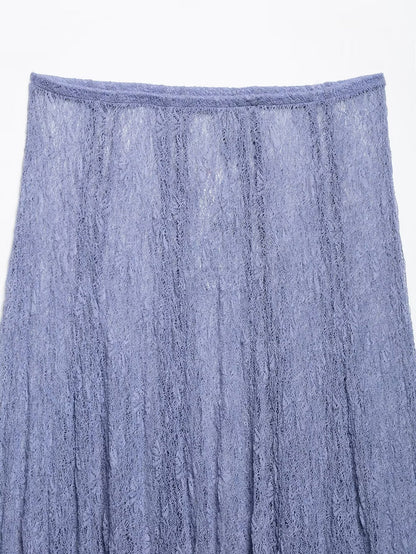 Lace Ruffle Spaghetti Top Maxi Skirt Sets