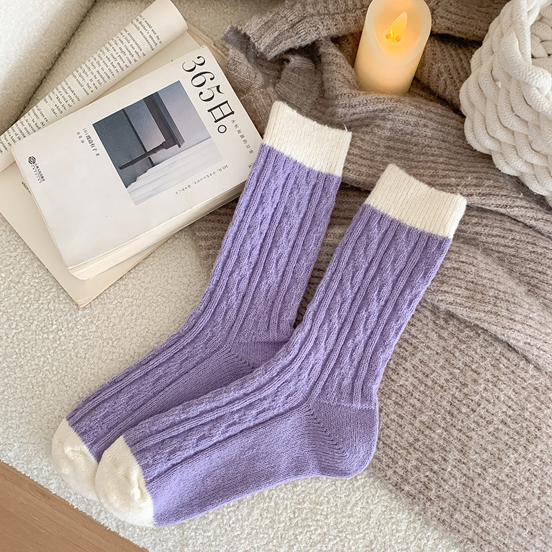 Color Block Twist Warm Thicken Socks