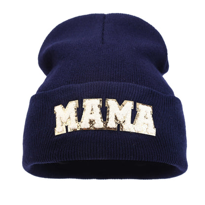 Simple Solid Color Letter Embroidery Knit Beanie