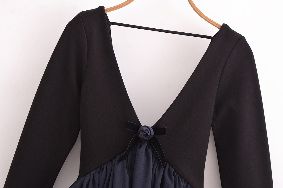 Minimalist V-Neck Backless Ruffle Hem Top