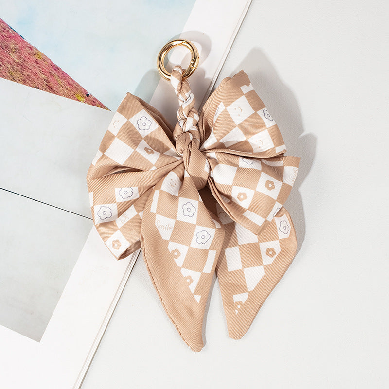 Vintage Print Satin Bow Bag Charms