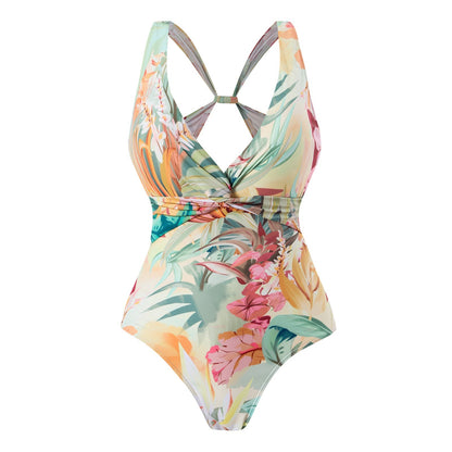 Backless Floral Print Swimwears with Covers