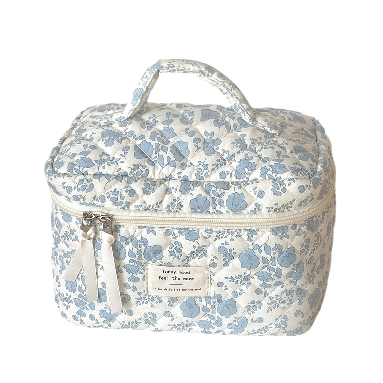Blue Flower Simple Large Capacity Make Up Bag