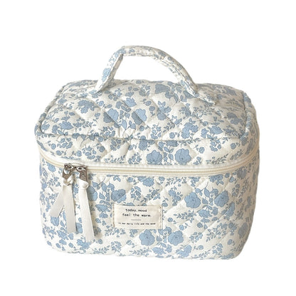 Blue Flower Simple Large Capacity Make Up Bag