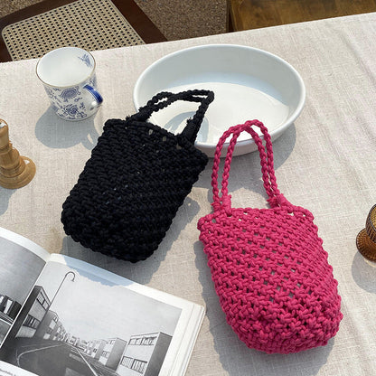 Hollow Out Simple Bucket Woven Bag