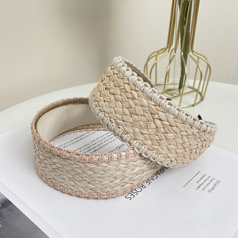 Bohemian Straw Color Block Wide Headbands